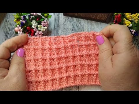Вафельный узор крючком Crochet pattern for a jacket or