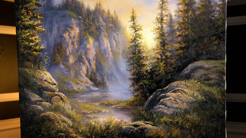 Golden Cliffs Landscape painting