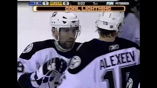 Dmitri Afanasenkov scores vs Penguins from Nikita Alexeev pass (2006)