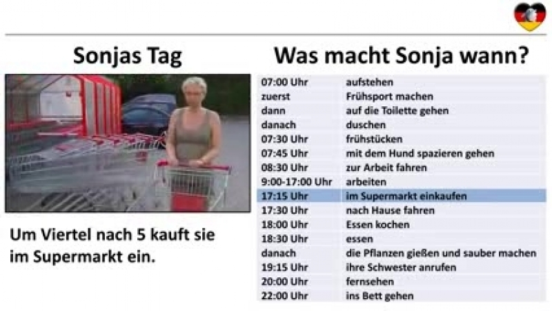 Deutsch lernen A1 Schritte plus 1 Lektion 5 Sonjas Tag umgangssprachliche