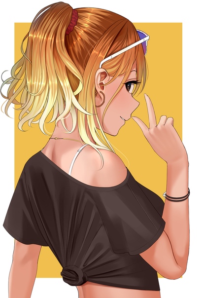 Anime girl blonde hair brown eyes