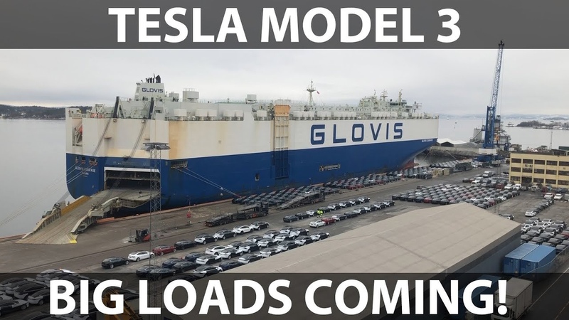 Big load of Model 3 arriving in