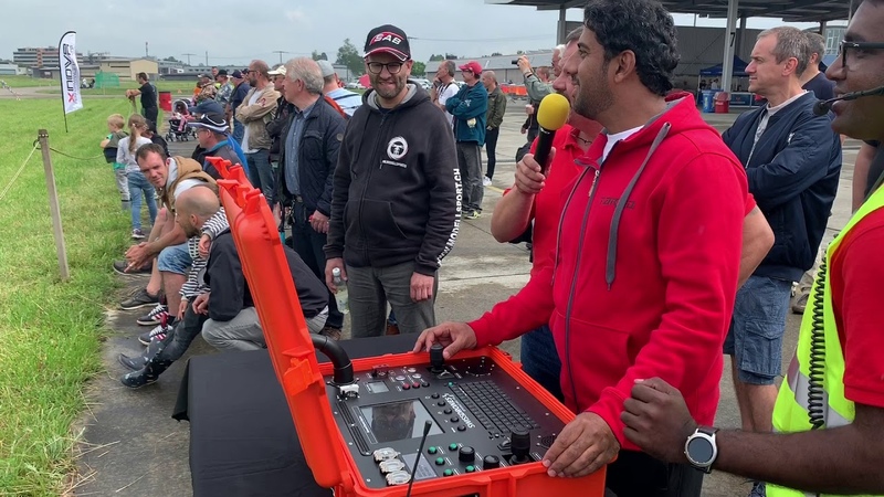 Tareq Alsaadi and Markes Hugo flying the Swiss Drone, turbine