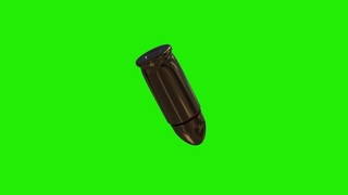 Спецэффект падающий патрон с пулей на хромакее для after effect. Пуля падает на зеленом экране