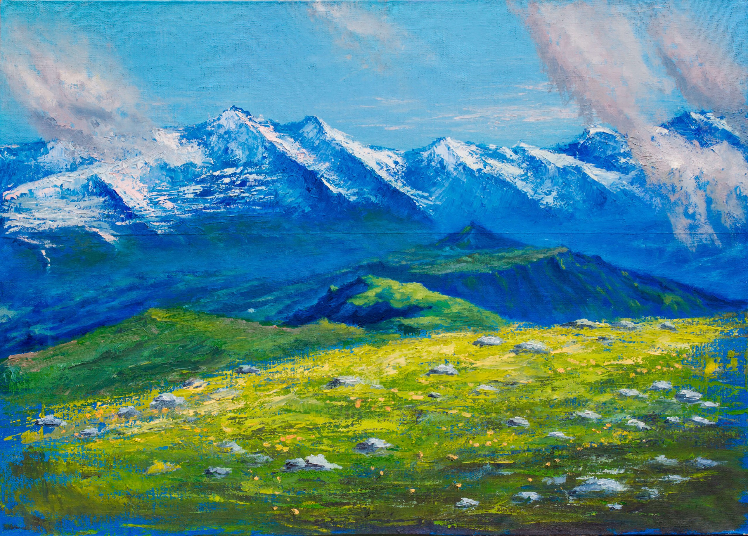 Живопись маслом горный пейзаж мастихин